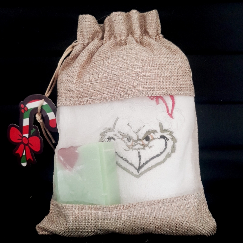 Bassaboon By Lara Grinch Gift Set - Handcrafted Soap and Embroidered Hand Towel